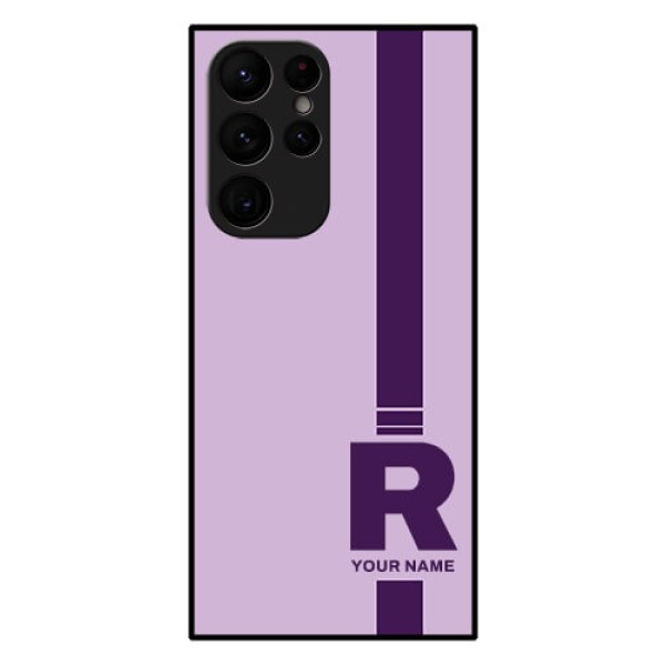 Galaxy S22 Ultra 5G Photo Printing on Glass Case - Simple dual tone stripe with name Design Galaxy S22 Ultra 5G Photo Printing on Glass Case - Simple dual tone stripe with name Design
