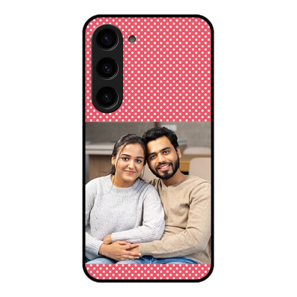 Galaxy S23 5G Custom Glass Phone Case - White Dotted Design