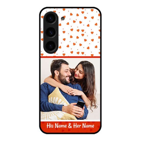 Galaxy S23 5G Custom Glass Phone Case - Orange Love Symbol Design
