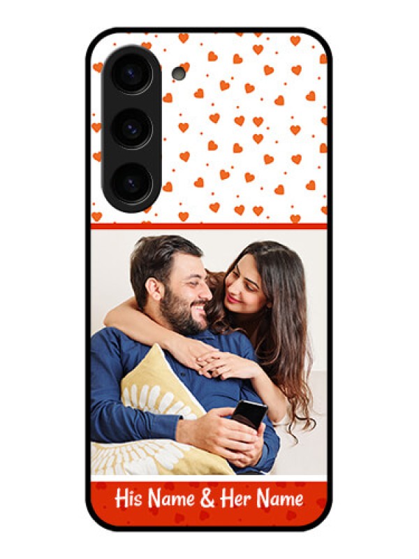 Custom Galaxy S23 5G Custom Glass Phone Case - Orange Love Symbol Design