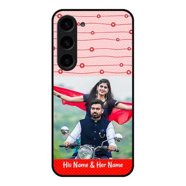 Galaxy S23 5G Personalized Glass Phone Case - Red Pattern Case Design Galaxy S23 5G Personalized Glass Phone Case - Red Pattern Case Design