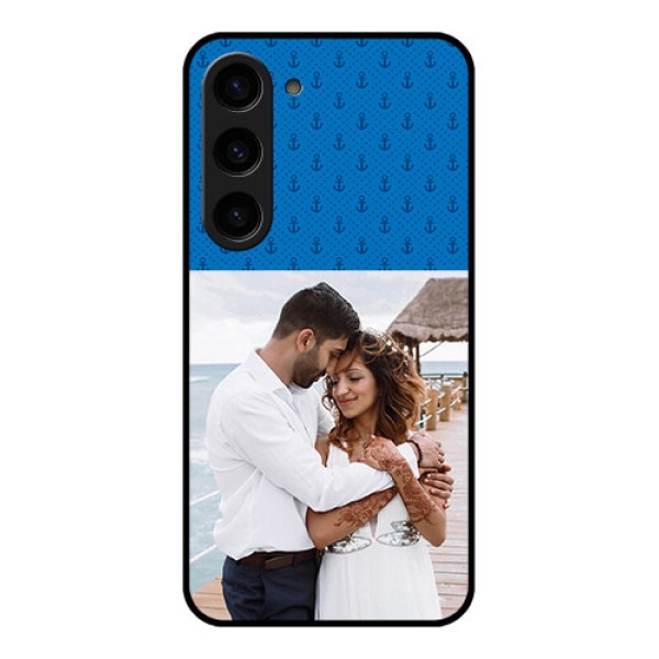 Galaxy S23 5G Photo Printing on Glass Case - Blue Anchors Design
