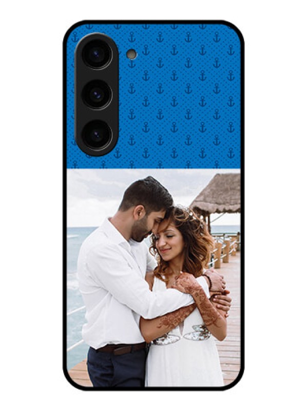 Custom Galaxy S23 5G Photo Printing on Glass Case - Blue Anchors Design