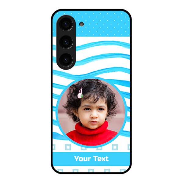 Galaxy S23 5G Custom Glass Phone Case - Simple Blue Case Design Galaxy S23 5G Custom Glass Phone Case - Simple Blue Case Design
