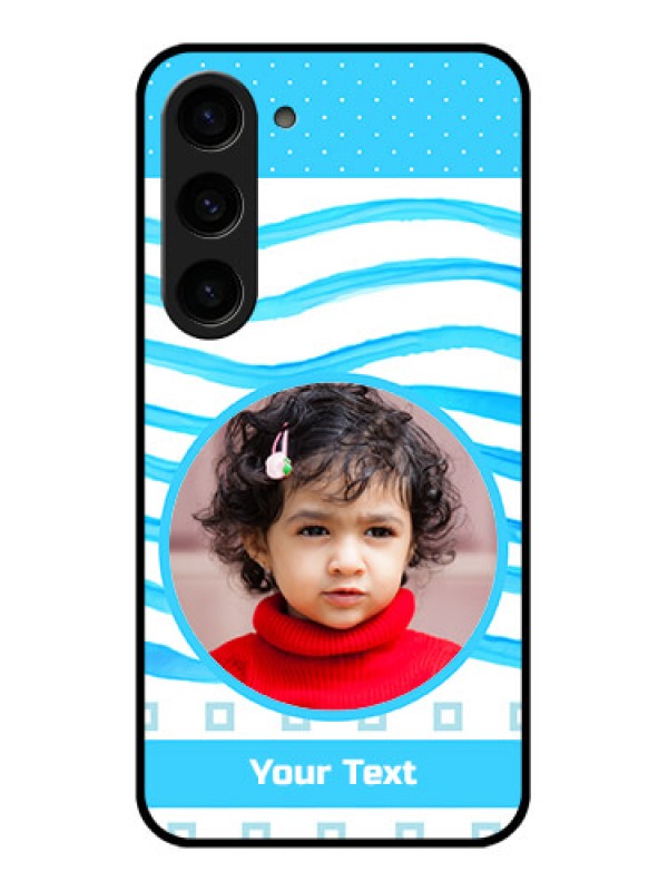 Custom Galaxy S23 5G Custom Glass Phone Case - Simple Blue Case Design