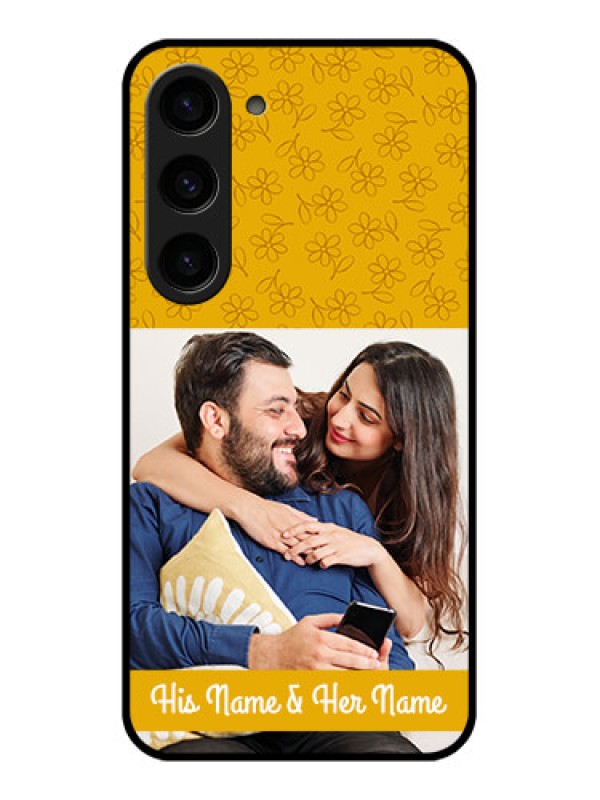 Custom Galaxy S23 5G Custom Glass Mobile Case - Yellow Floral Design