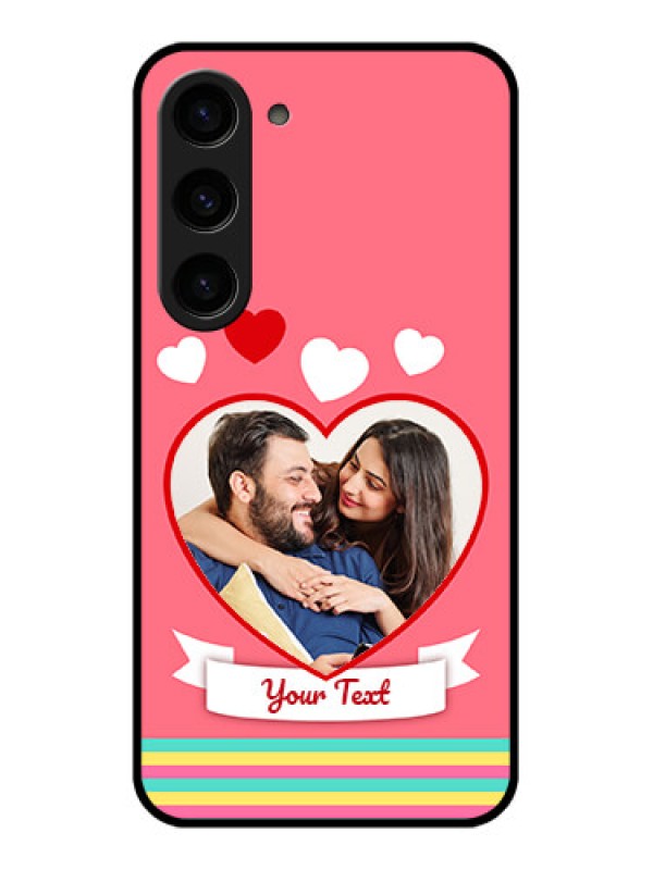 Custom Galaxy S23 5G Photo Printing on Glass Case - Love Doodle Design