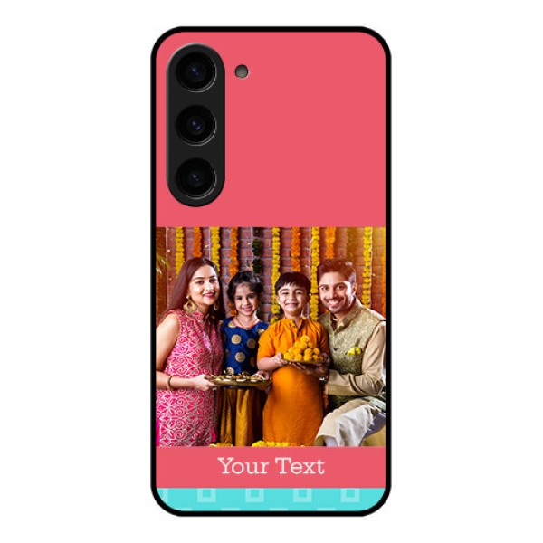 Galaxy S23 5G Personalized Glass Phone Case - Peach & Blue Color Design Galaxy S23 5G Personalized Glass Phone Case - Peach & Blue Color Design