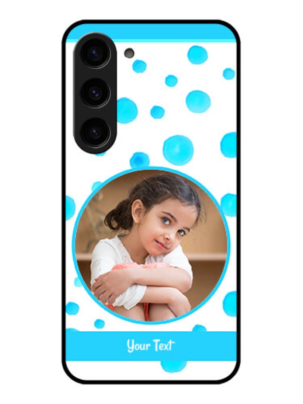 Custom Galaxy S23 5G Photo Printing on Glass Case - Blue Bubbles Pattern Design