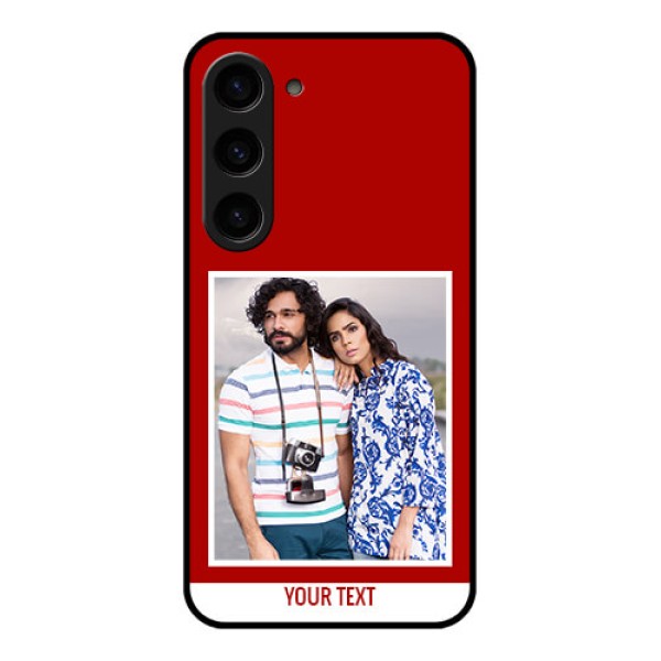 Galaxy S23 5G Personalized Glass Phone Case - Simple Red Color Design
