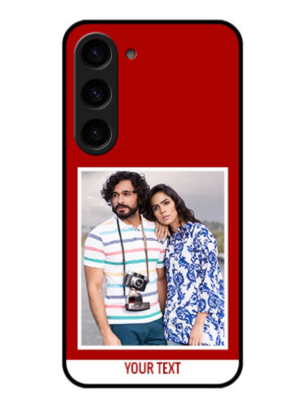 Custom Galaxy S23 5G Personalized Glass Phone Case - Simple Red Color Design