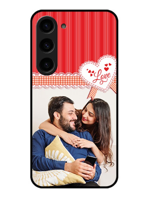 Custom Galaxy S23 5G Custom Glass Mobile Case - Red Love Pattern Design