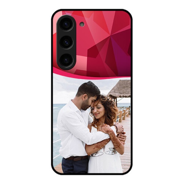 Galaxy S23 5G Custom Glass Mobile Case - Red Abstract Design