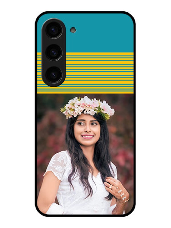 Custom Galaxy S23 5G Custom Glass Phone Case - Yellow & Blue Design