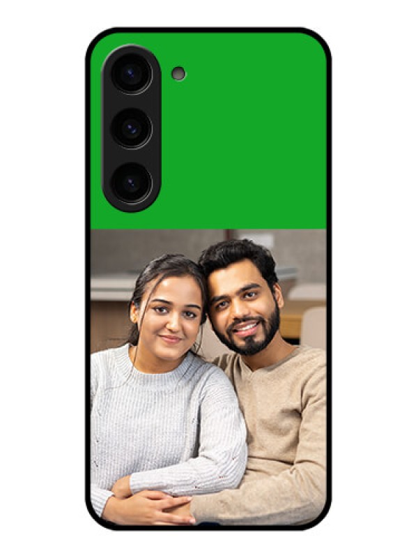 Custom Galaxy S23 5G Personalized Glass Phone Case - Green Pattern Design