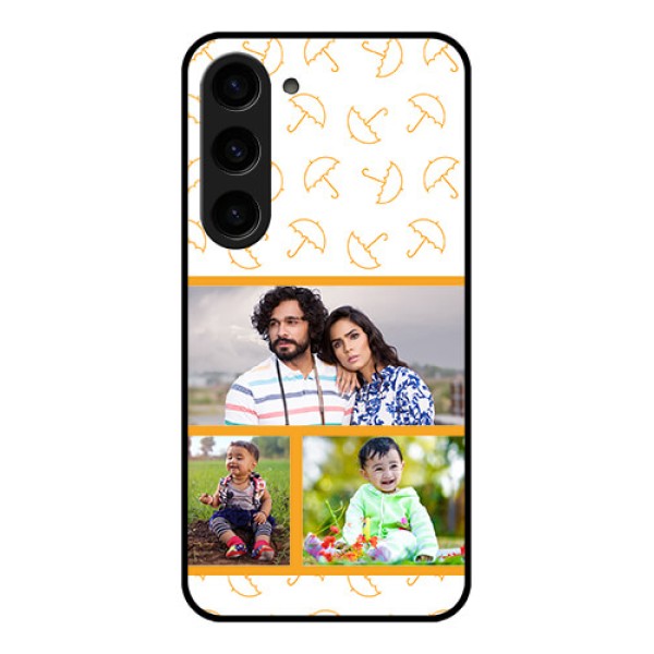 Galaxy S23 5G Custom Glass Mobile Case - Yellow Pattern Design