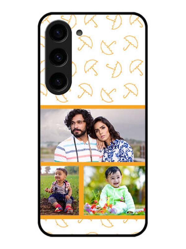 Custom Galaxy S23 5G Custom Glass Mobile Case - Yellow Pattern Design