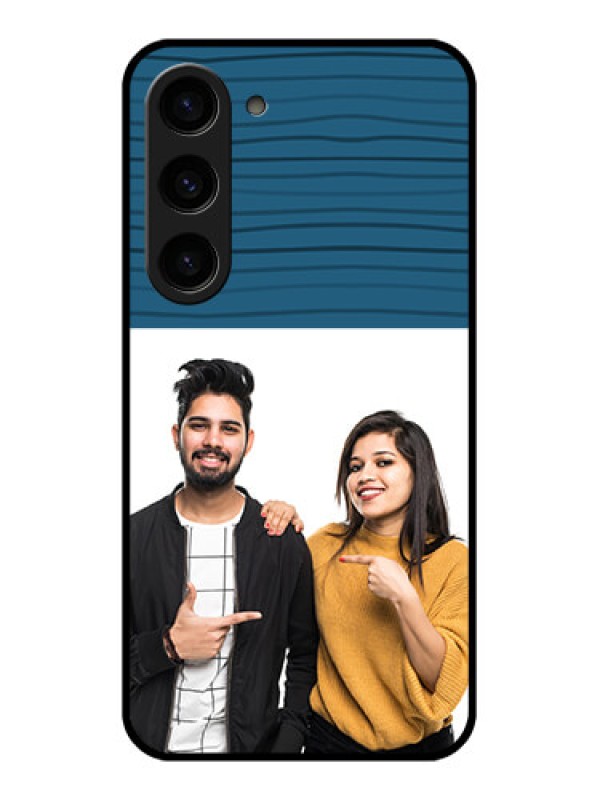 Custom Galaxy S23 5G Custom Glass Phone Case - Blue Pattern Cover Design