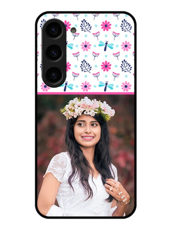 Custom Galaxy S23 5G Photo Printing on Glass Case - Colorful Flower Design