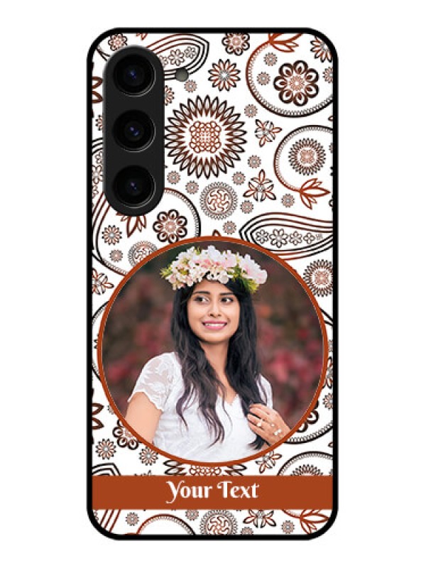 Custom Galaxy S23 5G Custom Glass Mobile Case - Abstract Flower Design