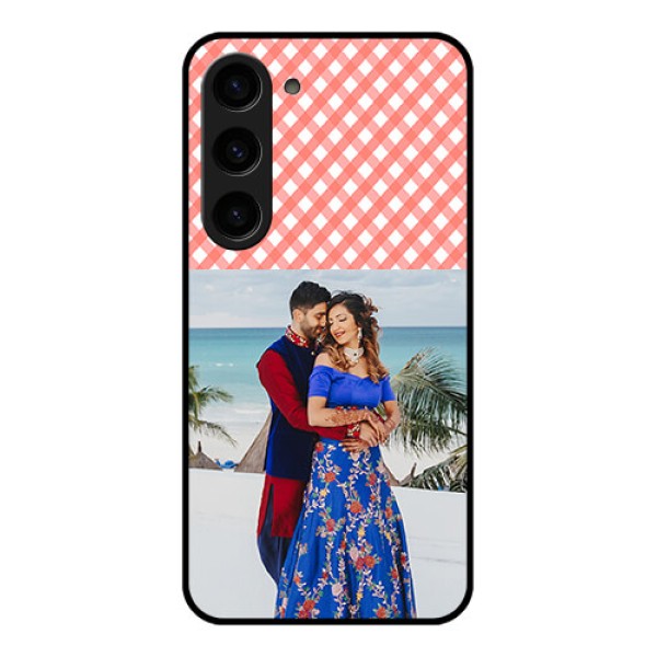 Galaxy S23 5G Personalized Glass Phone Case - Pink Pattern Design
