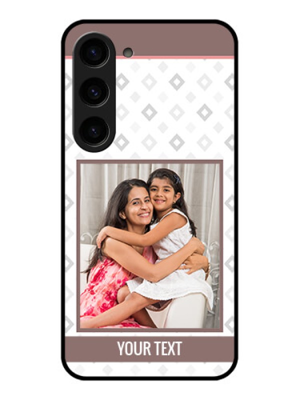 Custom Galaxy S23 5G Photo Printing on Glass Case - Simple Diamond Design