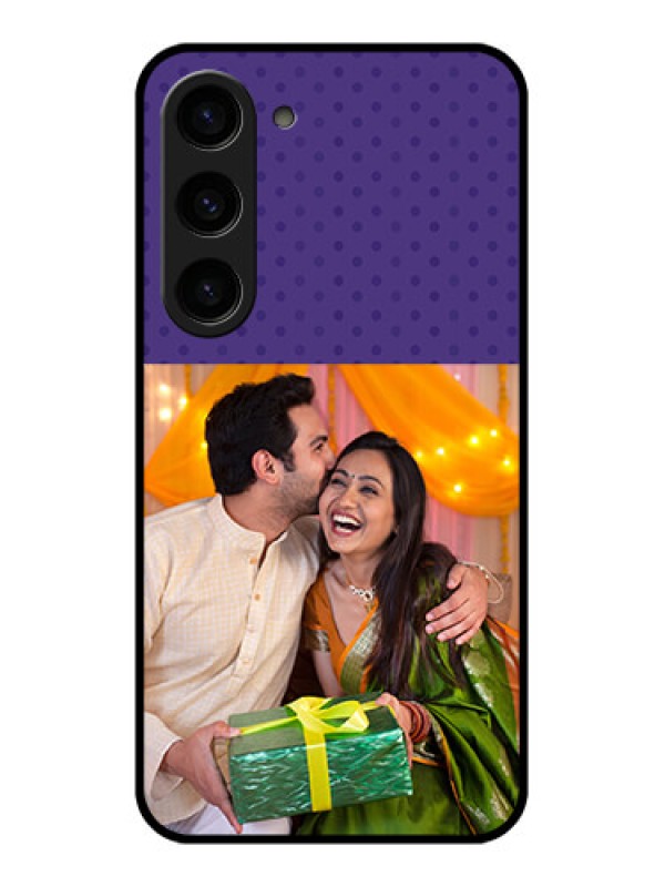 Custom Galaxy S23 5G Personalized Glass Phone Case - Violet Pattern Design