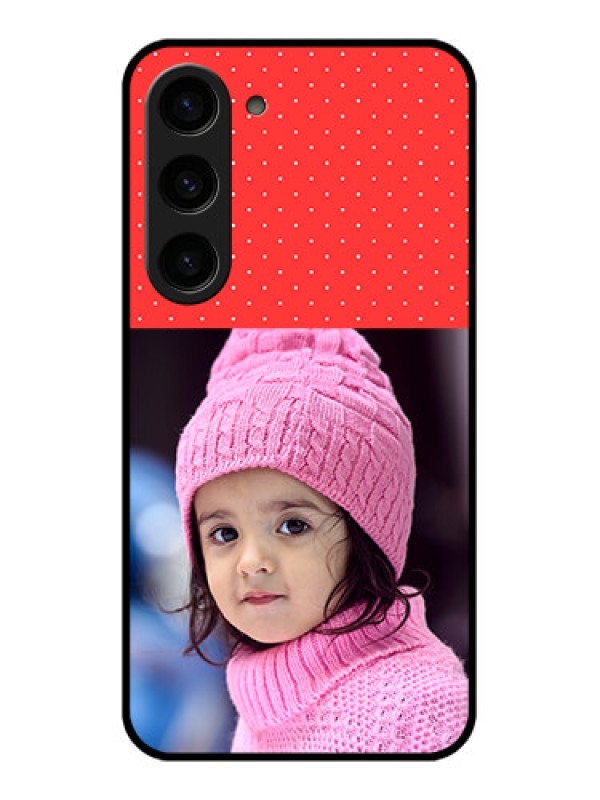 Custom Galaxy S23 5G Photo Printing on Glass Case - Red Pattern Design