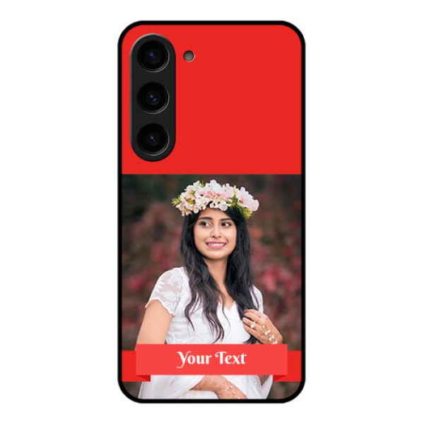 Galaxy S23 5G Custom Glass Phone Case - Simple Red Color Design Galaxy S23 5G Custom Glass Phone Case - Simple Red Color Design