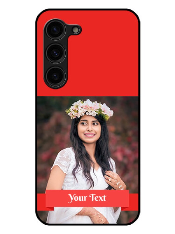 Custom Galaxy S23 5G Custom Glass Phone Case - Simple Red Color Design