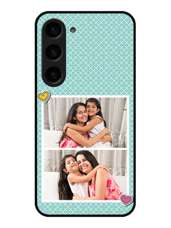 Custom Galaxy S23 5G Custom Glass Phone Case - 2 Image Holder with Pattern Design