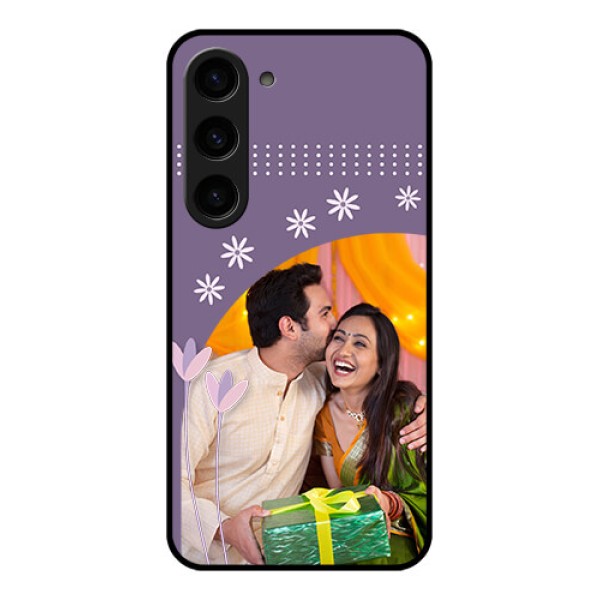 Galaxy S23 5G Custom Glass Mobile Case - Lavender flowers design