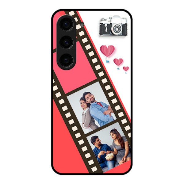 Galaxy S23 5G Personalized Glass Phone Case - 3 Image Holder with Film Reel Galaxy S23 5G Personalized Glass Phone Case - 3 Image Holder with Film Reel