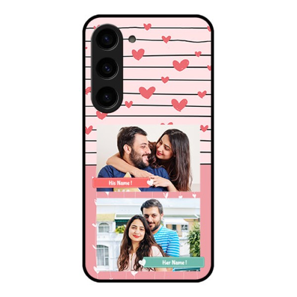 Galaxy S23 5G Custom Glass Mobile Case - Photo with Heart Design Galaxy S23 5G Custom Glass Mobile Case - Photo with Heart Design