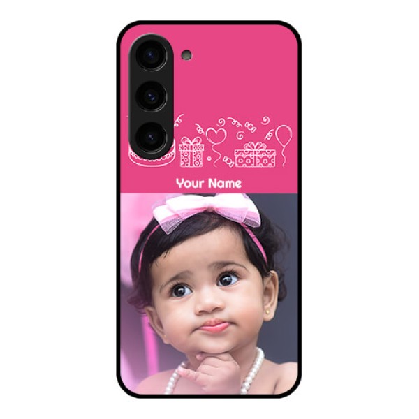 Galaxy S23 5G Photo Printing on Glass Case - with Birthday Line Art Design Galaxy S23 5G Photo Printing on Glass Case - with Birthday Line Art Design