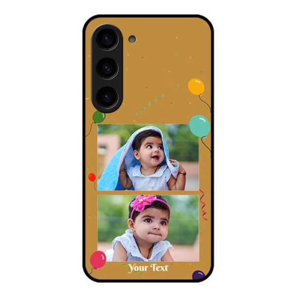 Galaxy S23 5G Personalized Glass Phone Case - Image Holder with Birthday Celebrations Design