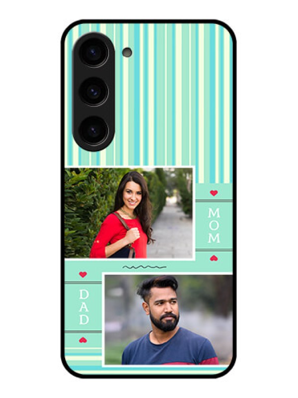 Custom Galaxy S23 5G Custom Glass Phone Case - Mom & Dad Pic Design