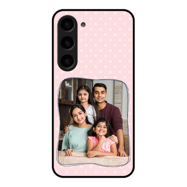 Galaxy S23 5G Custom Glass Phone Case - Family with Dots Design Galaxy S23 5G Custom Glass Phone Case - Family with Dots Design