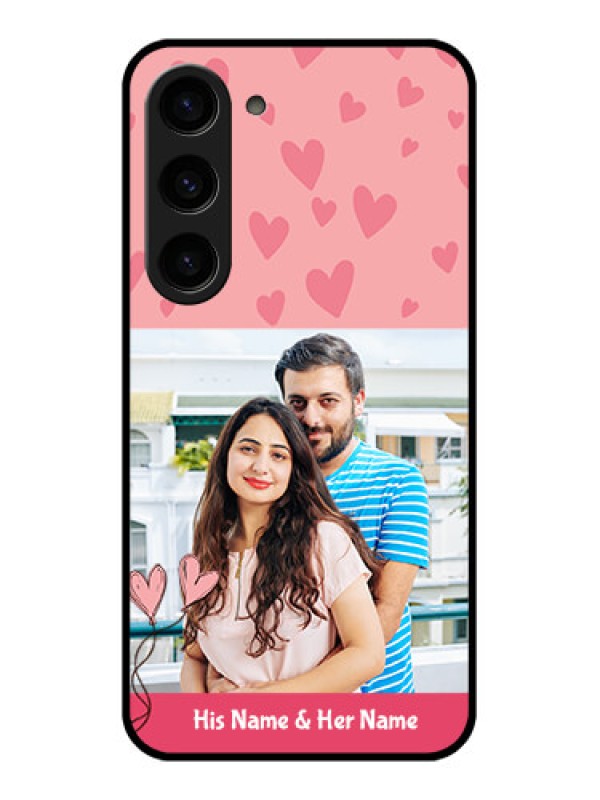 Custom Galaxy S23 5G Personalized Glass Phone Case - Love Design Peach Color
