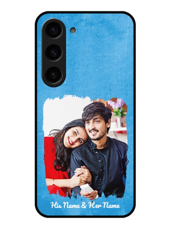 Custom Galaxy S23 5G Custom Glass Phone Case - Blue Color Vintage Design