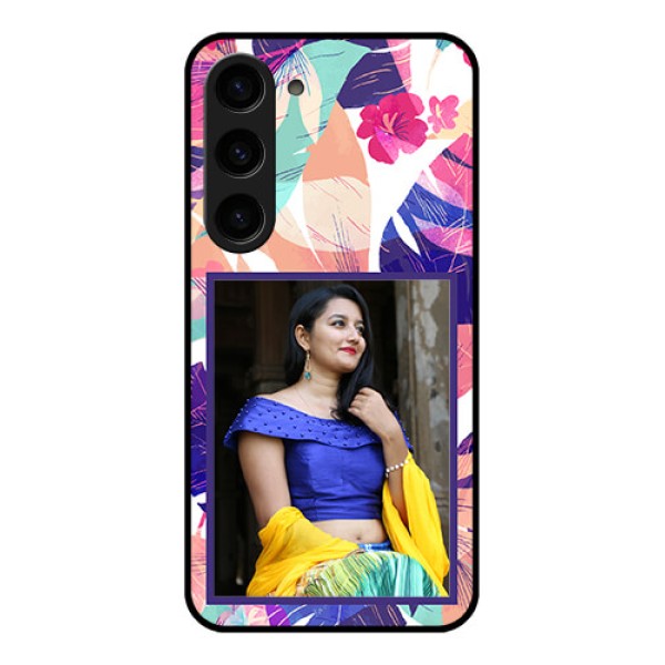 Galaxy S23 5G Custom Glass Mobile Case - Abstract Floral Design