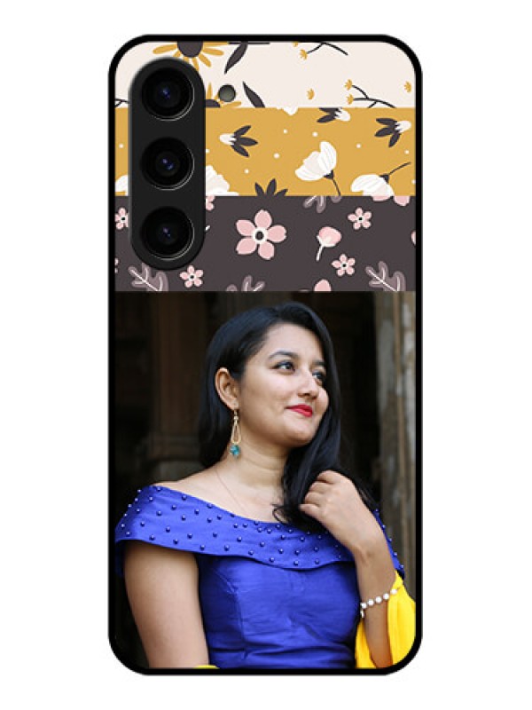 Custom Galaxy S23 5G Custom Glass Phone Case - Stylish Floral Design