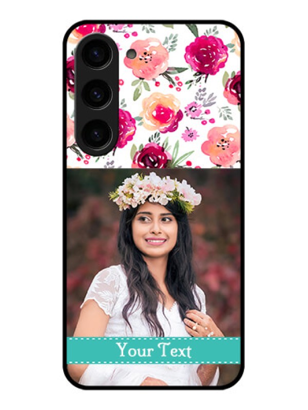Custom Galaxy S23 5G Custom Glass Phone Case - Watercolor Floral Design
