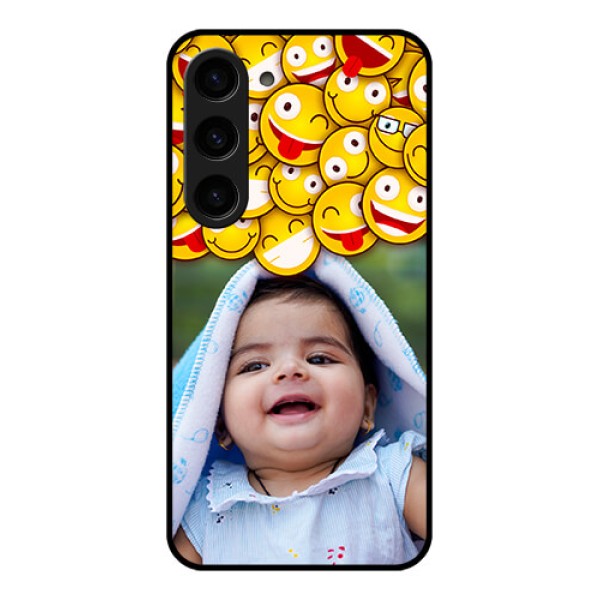 Galaxy S23 5G Custom Glass Mobile Case - with Smiley Emoji Design