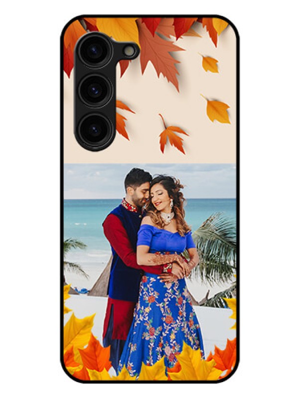 Custom Galaxy S23 5G Photo Printing on Glass Case - Autumn Maple Leaves Design