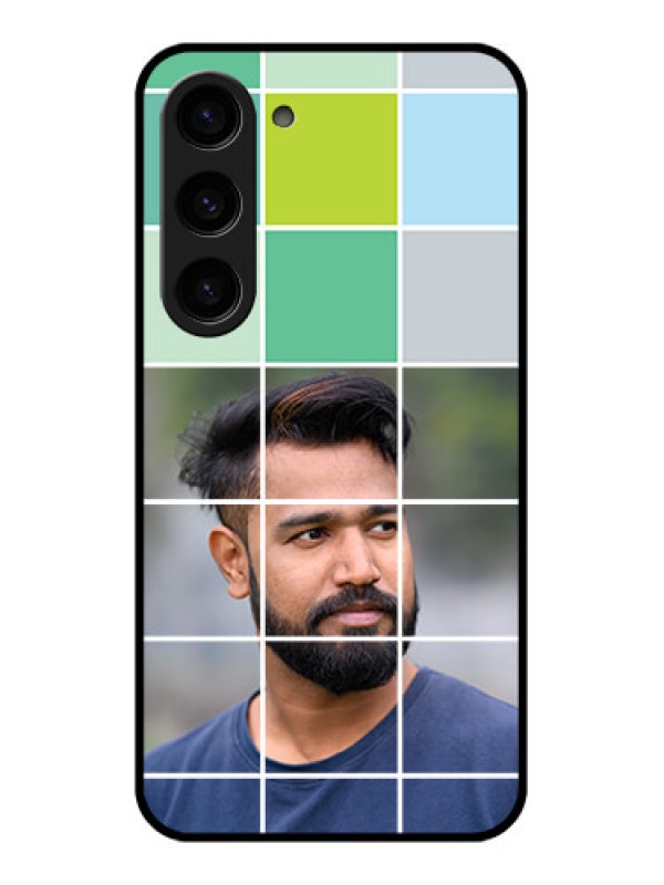 Custom Galaxy S23 5G Photo Printing on Glass Case - with white box pattern