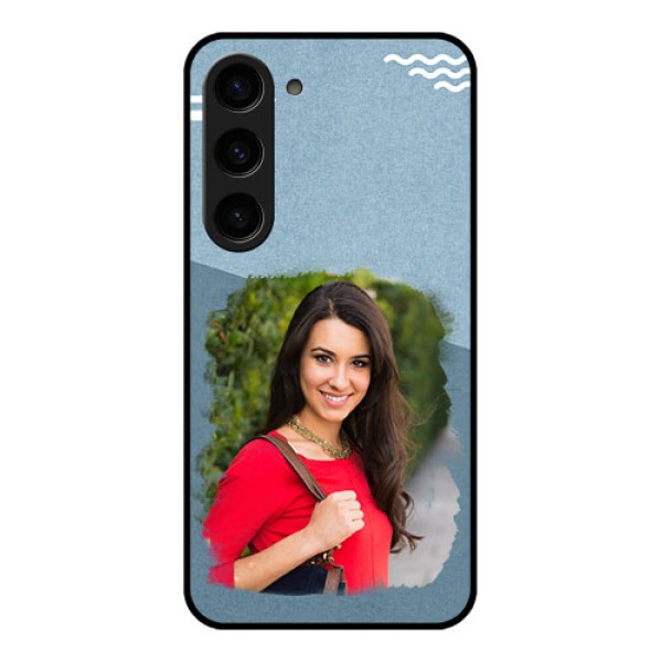 Galaxy S23 5G Custom Glass Mobile Case - Grunge Line Art Design