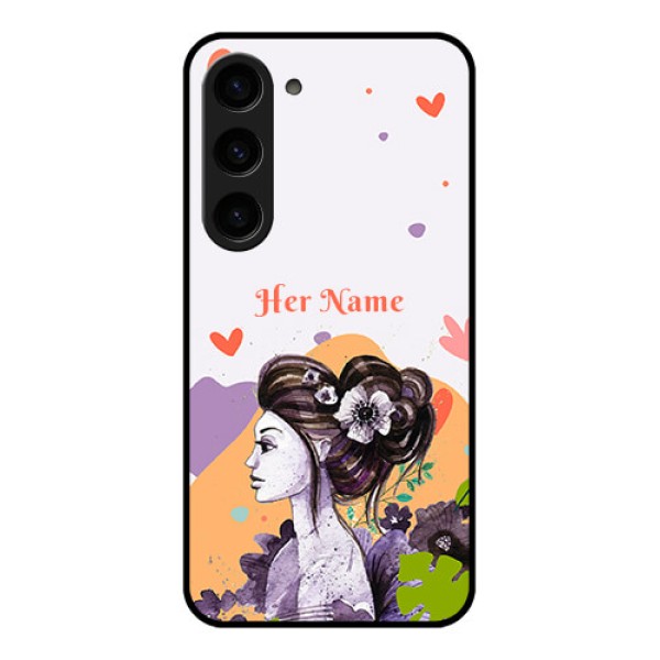 Galaxy S23 5G Personalized Glass Phone Case - Woman And Nature Design Galaxy S23 5G Personalized Glass Phone Case - Woman And Nature Design