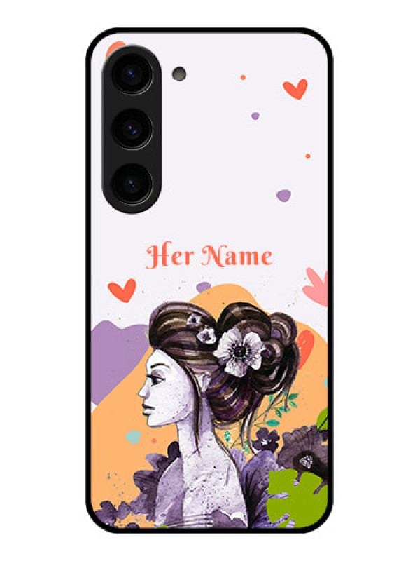 Custom Galaxy S23 5G Personalized Glass Phone Case - Woman And Nature Design