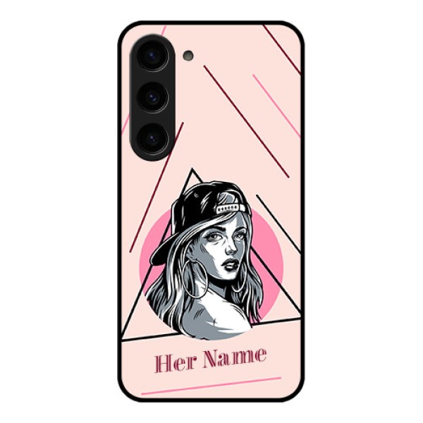 Galaxy S23 5G Personalized Glass Phone Case - Rockstar Girl Design Galaxy S23 5G Personalized Glass Phone Case - Rockstar Girl Design
